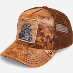 Goorin Bros Tan Trucker Hat with Raven Patch